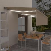 vidaXL Manuell uttrekkbar markise med rullegardin LED 6x3 m kremhvit