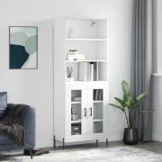 vidaXL Highboard høyglans hvit 69,5x34x180 cm konstruert tre