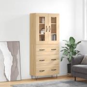 vidaXL Highboard sonoma eik 69,5x34x180 cm konstruert tre