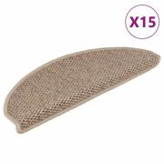 vidaXL Selvklebende trappematter sisal-utseende 15 stk 65x21x4 cm sand