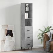 vidaXL Highboard betonggrå 34,5x34x180 cm konstruert tre