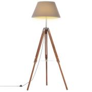 vidaXL Gulvlampe med stativ honningbrun og grå heltre teak 141 cm