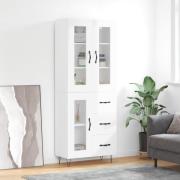 vidaXL Highboard høyglans hvit 69,5x34x180 cm konstruert tre