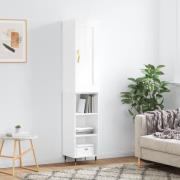 vidaXL Highboard høyglans hvit 34,5x34x180 cm konstruert tre