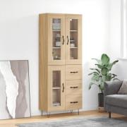 vidaXL Highboard sonoma eik 69,5x34x180 cm konstruert tre