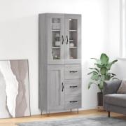 vidaXL Highboard grå sonoma 69,5x34x180 cm konstruert tre