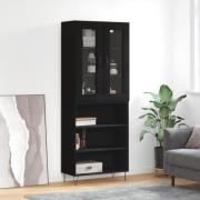 vidaXL Highboard svart 69,5x34x180 cm konstruert tre