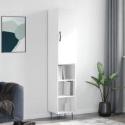 vidaXL Highboard høyglans hvit 34,5x34x180 cm konstruert tre