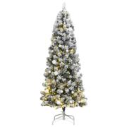 vidaXL Kunstig hengslet juletre med 300 LED og kulesett 210 cm