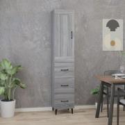 vidaXL Highboard grå eik 35x34x180 cm konstruert tre