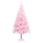 vidaXL Forhåndsbelyst kunstig juletre med stativ rosa 240 cm PVC