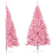 vidaXL Kunstig juletre halvt med stativ rosa 240 cm PVC