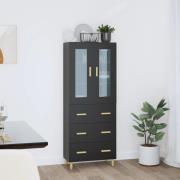 vidaXL Highboard svart 69,5x34x180 cm konstruert tre