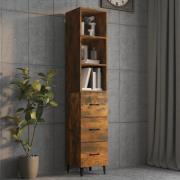 vidaXL Highboard røkt eik 34,5x34x180 cm konstruert tre