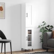 vidaXL Highboard høyglans hvit 34,5x34x180 cm konstruert tre