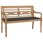 vidaXL Batavia benk med antrasitt pute 120 cm heltre teak