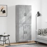 vidaXL Highboard betonggrå 69,5x34x180 cm konstruert tre