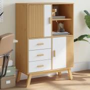 vidaXL Highboard OLDEN hvit og brun 85x43x125 cm heltre furu