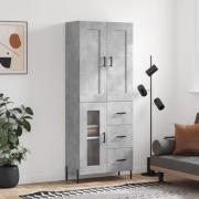 vidaXL Highboard betonggrå 69,5x34x180 cm konstruert tre