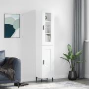 vidaXL Highboard høyglans hvit 34,5x34x180 cm konstruert tre