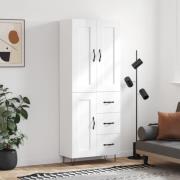 vidaXL Highboard høyglans hvit 69,5x34x180 cm konstruert tre