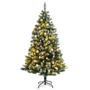 vidaXL Kunstig hengslet juletre med 300 LED og kulesett 240 cm