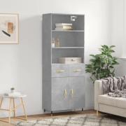 vidaXL Highboard betonggrå 69,5x34x180 cm konstruert tre