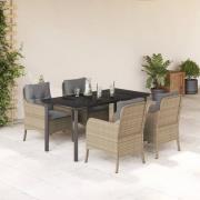 vidaXL Hagespisegruppe med puter 5 deler polyrotting beige