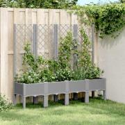 vidaXL Plantekasse med espalier lysegrå 160x40x142 cm PP