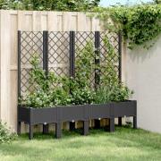 vidaXL Plantekasse med espalier svart 160x40x142 cm PP