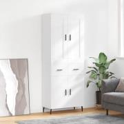 vidaXL Highboard høyglans hvit 69,5x34x180 cm konstruert tre