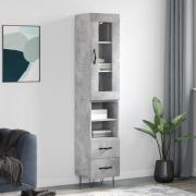 vidaXL Highboard betonggrå 34,5x34x180 cm konstruert tre