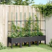 vidaXL Plantekasse med espalier svart 160x40x142,5 cm PP