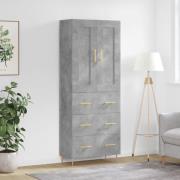 vidaXL Highboard betonggrå 69,5x34x180 cm konstruert tre