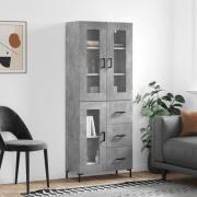 vidaXL Highboard betonggrå 69,5x34x180 cm konstruert tre