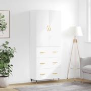 vidaXL Highboard høyglans hvit 69,5x34x180 cm konstruert tre