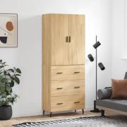 vidaXL Highboard sonoma eik 69,5x34x180 cm konstruert tre