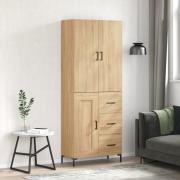 vidaXL Highboard sonoma eik 69,5x34x180 cm konstruert tre