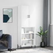 vidaXL Highboard høyglans hvit 69,5x34x180 cm konstruert tre