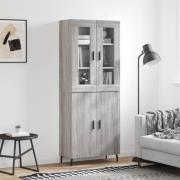 vidaXL Highboard grå sonoma 69,5x34x180 cm konstruert tre