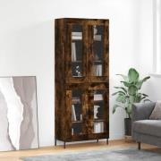 vidaXL Highboard røkt eik 69,5x34x180 cm konstruert tre