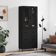 vidaXL Highboard svart 69,5x34x180 cm konstruert tre