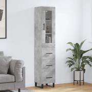 vidaXL Highboard betonggrå 34,5x34x180 cm konstruert tre