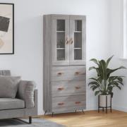 vidaXL Highboard grå sonoma 69,5x34x180 cm konstruert tre