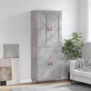 vidaXL Highboard betonggrå 69,5x34x180 cm konstruert tre