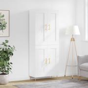 vidaXL Highboard høyglans hvit 69,5x34x180 cm konstruert tre