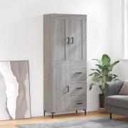 vidaXL Highboard grå sonoma 69,5x34x180 cm konstruert tre