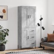 vidaXL Highboard betonggrå 69,5x34x180 cm konstruert tre