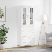 vidaXL Highboard høyglans hvit 69,5x34x180 cm konstruert tre