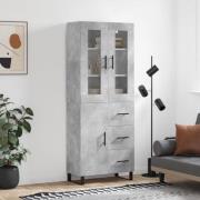 vidaXL Highboard betonggrå 69,5x34x180 cm konstruert tre